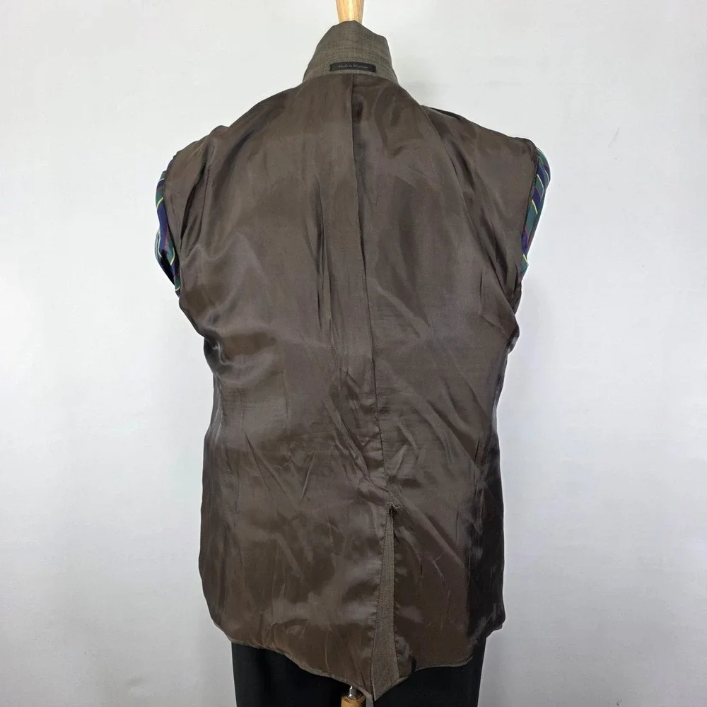 Chaps Men's Sport Coat Blazer Two Button Brown Wool‎ Shark Skin Size 44R